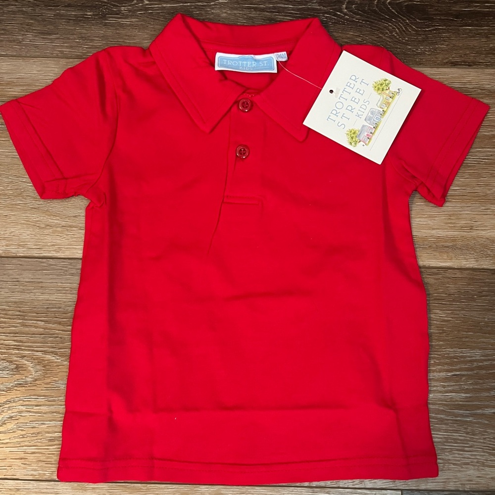 Boy Trotter Street Kids Red Polo Shirt - Classic Short Sleeve 24M NWT
